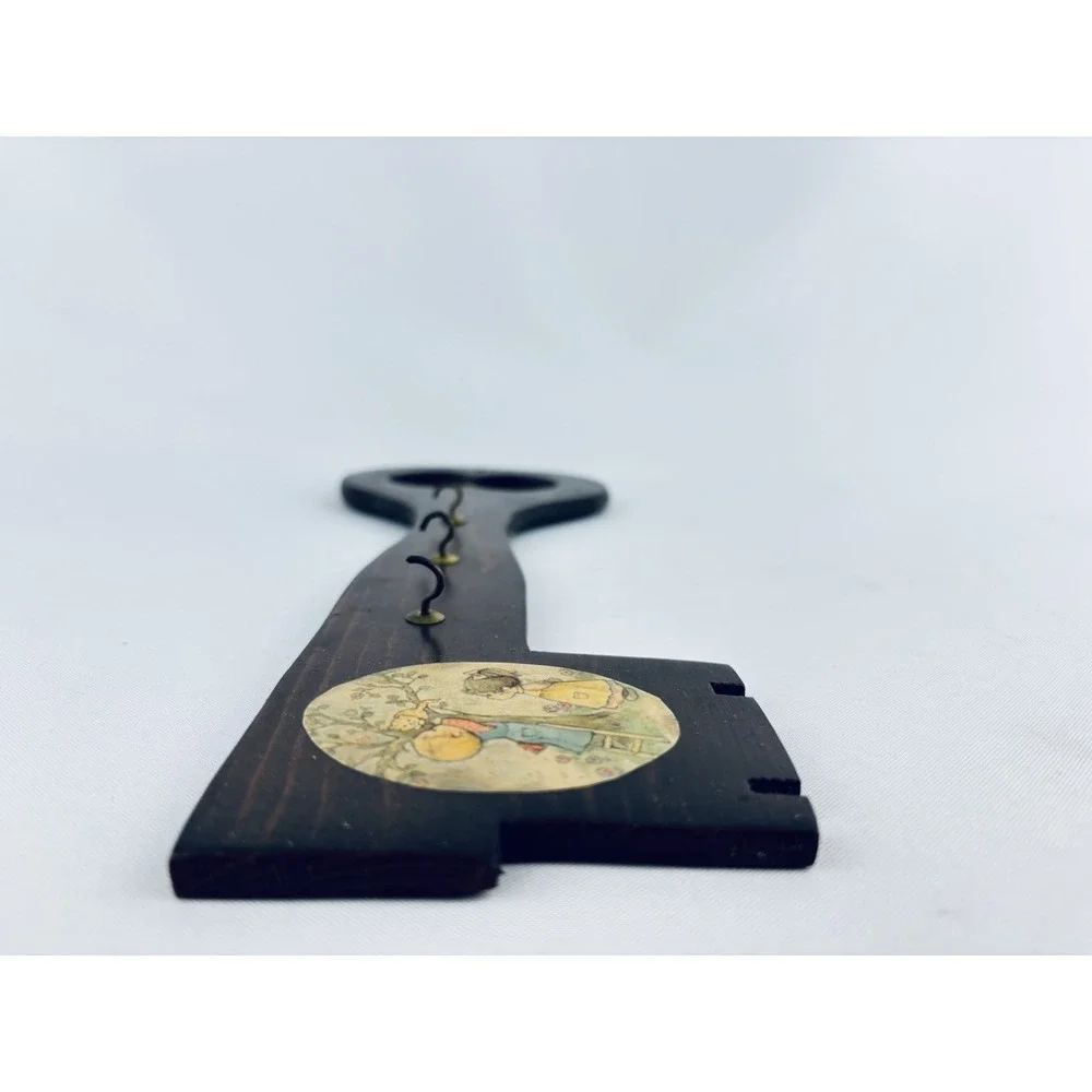 Vintage Holly Hobbie‎ Wood Key Shaped Key Holder Rack 3 Hooks